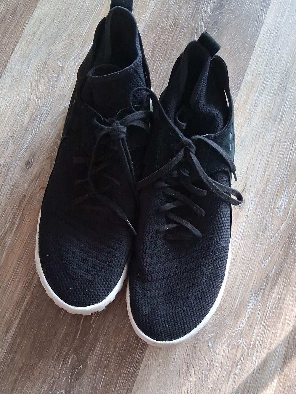 adidas Black Knit Lace-Up Sneakers with White Sole